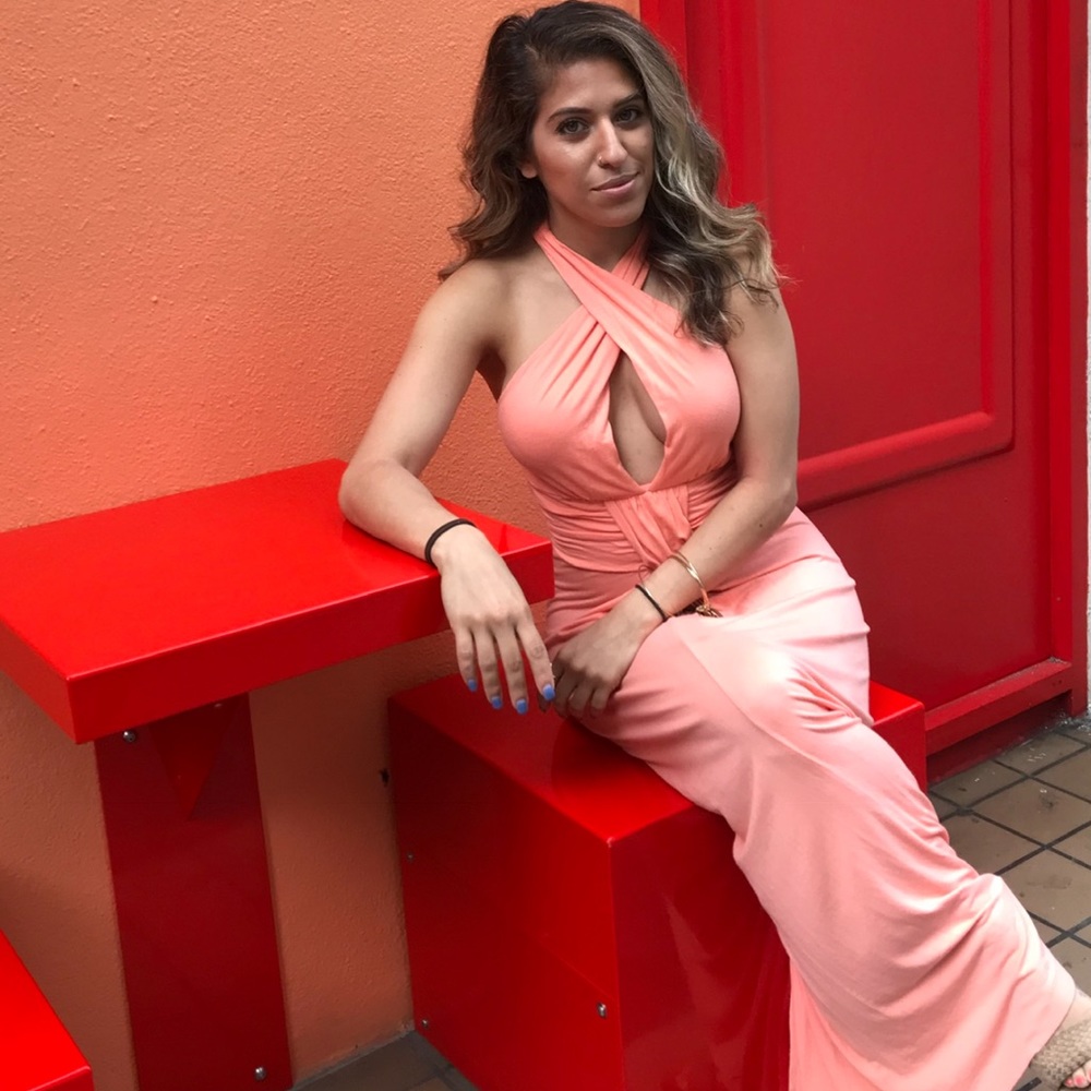 Coral Venus maxi goddess dress